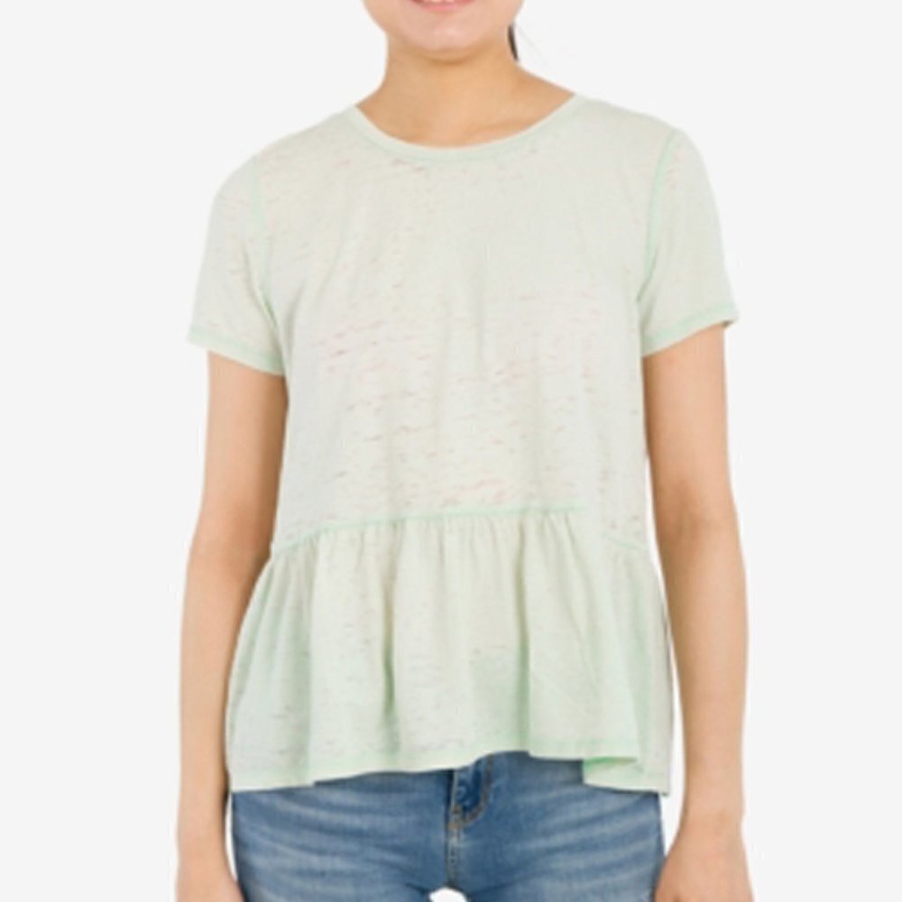 JR218 Hippie Rose Mint Green Babydoll Knit Juniors' Peplum T-Shirt Size S